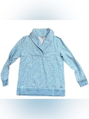 T By Talbots Knit Sweater Pullover Women's Size Medium Shawl Collar Blue Heather